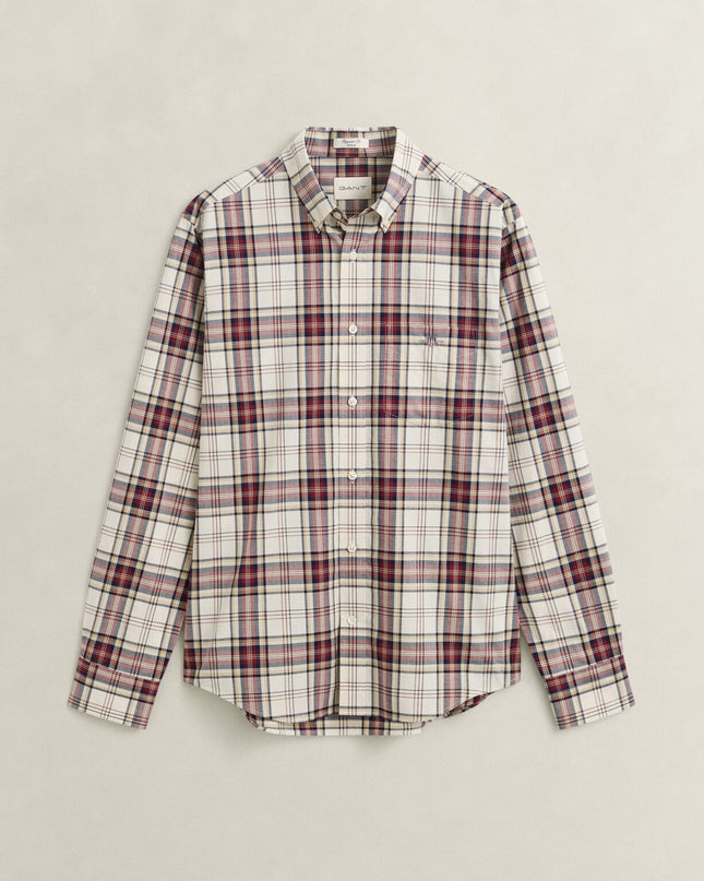 Gant Regular Poplin Check Shirt In Deep Grape Wine