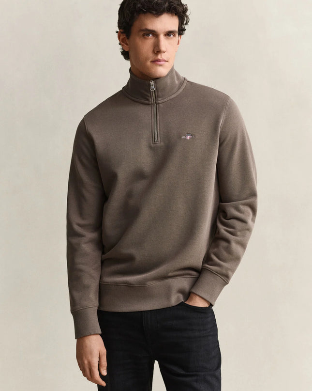 GANT Shield Half Zip - Black Brown Melange