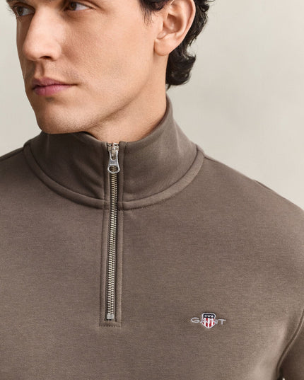 GANT Shield Half Zip - Black Brown Melange