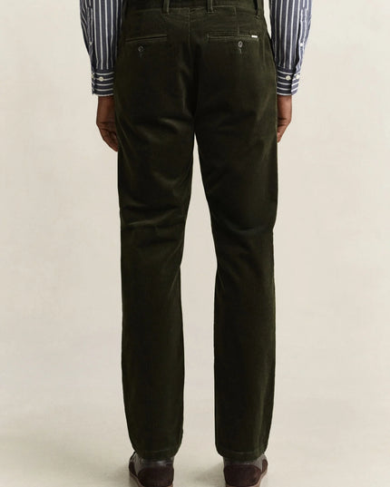 Gant Regular Cord Chinos In Moss Green
