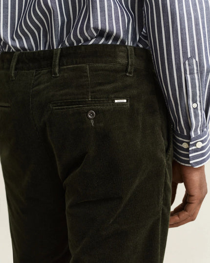 Gant Regular Cord Chinos In Moss Green