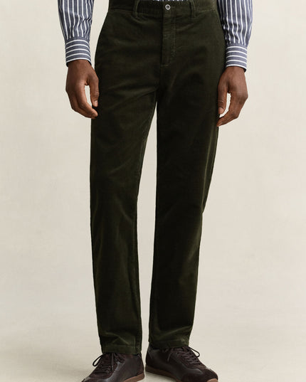 Gant Regular Cord Chinos In Moss Green