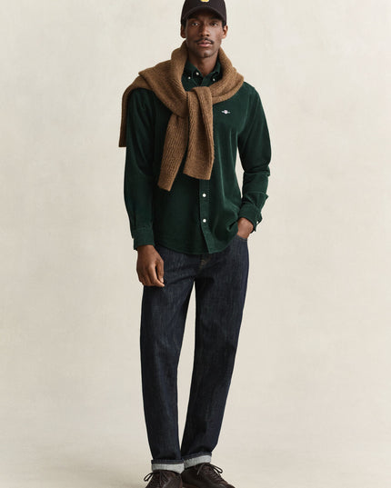 Gant Corduroy Shirt In Tartan Green