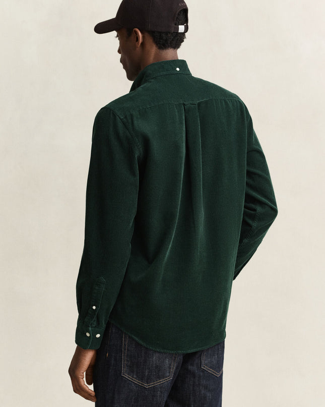 Gant Corduroy Shirt In Tartan Green