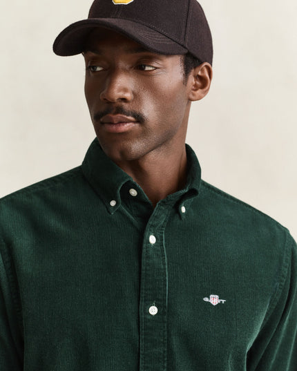 Gant Corduroy Shirt In Tartan Green