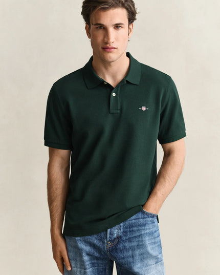 Gant Classic Regular Polo Shirt In Tartan Green