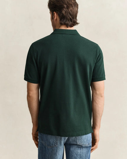 Gant Classic Regular Polo Shirt In Tartan Green