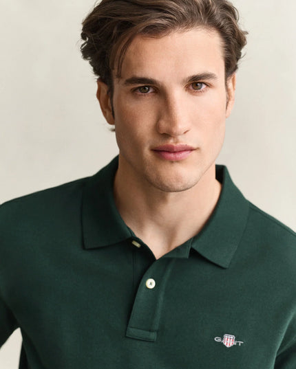 Gant Classic Regular Polo Shirt In Tartan Green