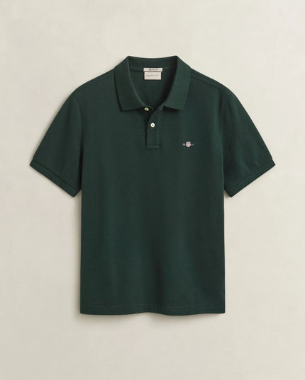 Gant Classic Regular Polo Shirt In Tartan Green