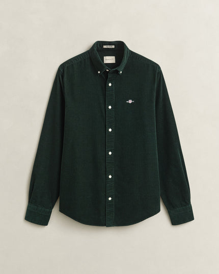 Gant Corduroy Shirt In Tartan Green
