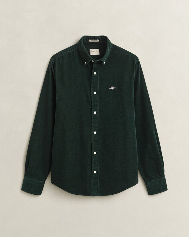 Gant Corduroy Shirt In Tartan Green