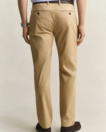 Gant Regular Smart Chinos In Dark Khaki