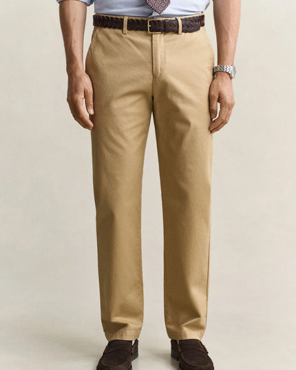 Gant Regular Smart Chinos In Dark Khaki