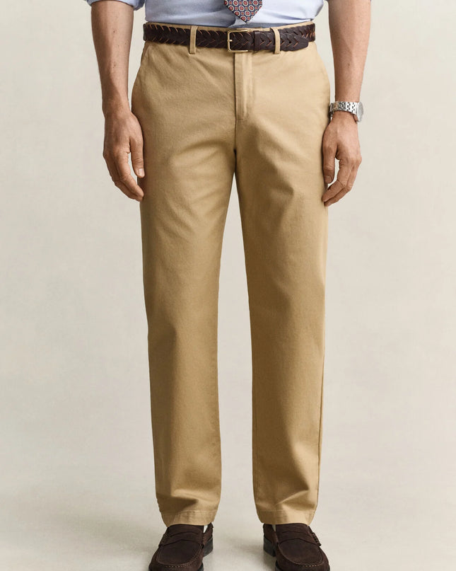 Gant Regular Smart Chinos In Dark Khaki