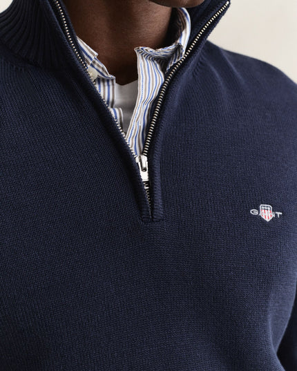 Gant Casual Cotton Half Zip in Evening Blue