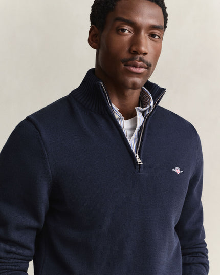 Gant Casual Cotton Half Zip in Evening Blue