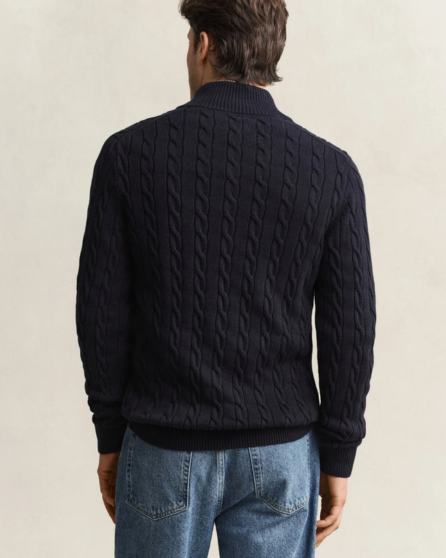 Gant Cotton Cable Half Zip in Evening Blue