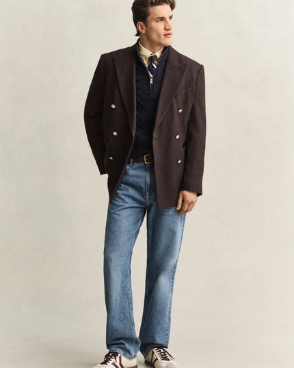 Gant Cotton Cable Half Zip in Evening Blue