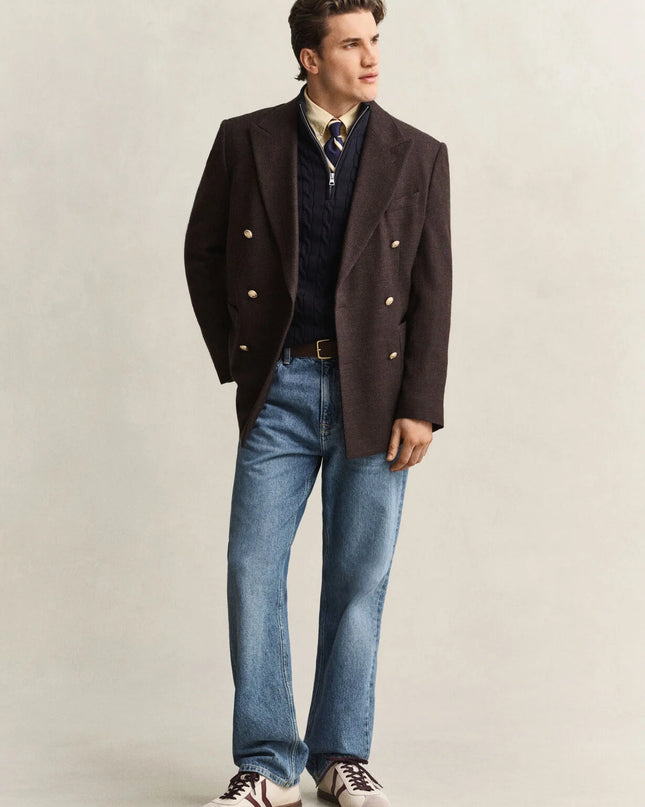 Gant Cotton Cable Half Zip in Evening Blue