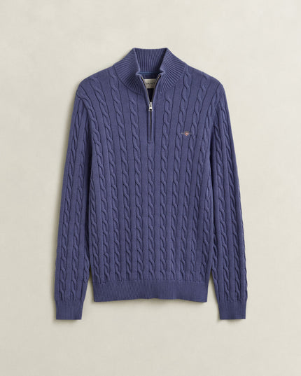 Gant Cotton Cable Half Zip in Blue Horizon