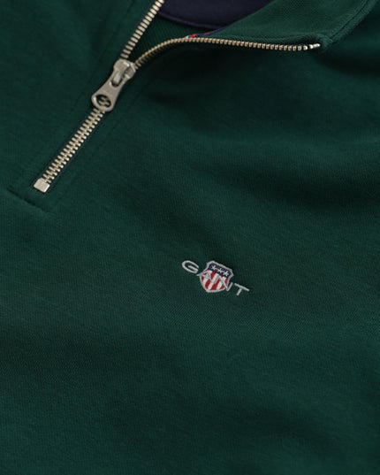 GANT Regular Shield Half Zip Sweatshirt - Tartan Green