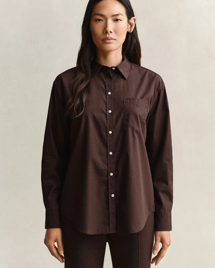 Relaxed Fit Classic Poplin Shirt - Deep Brown
