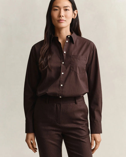 Relaxed Fit Classic Poplin Shirt - Deep Brown