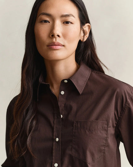 Relaxed Fit Classic Poplin Shirt - Deep Brown
