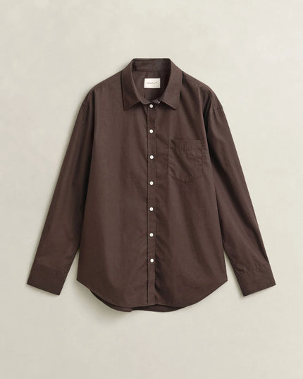 Relaxed Fit Classic Poplin Shirt - Deep Brown