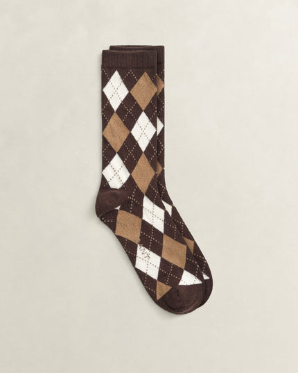 Argyle Check Socks - Deep Brown