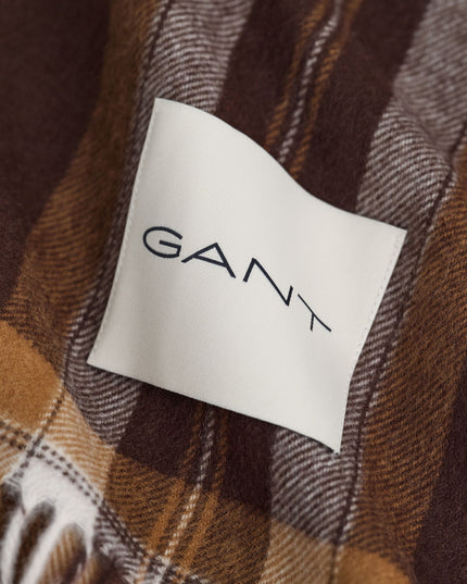 Tartan Wool Scarf - Deep Brown