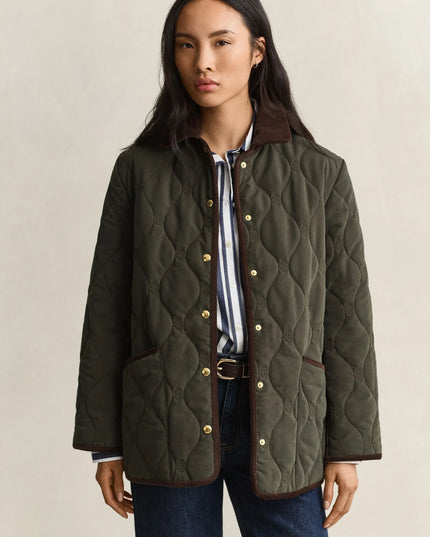 Monogram Quilted Jacket - Dark Moss Green