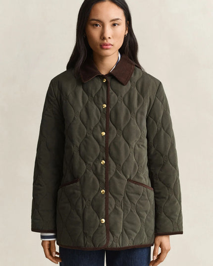 Monogram Quilted Jacket - Dark Moss Green