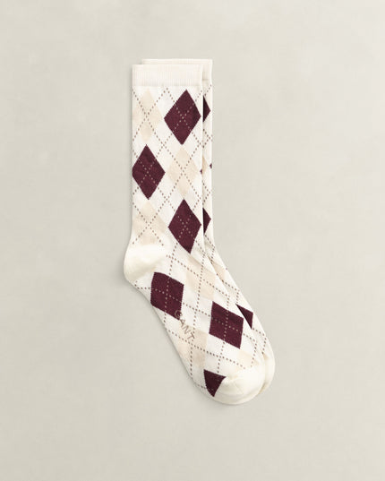 Argyle Check Socks - Eggshell