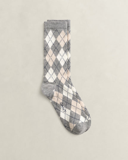 Argyle Check Socks - Dark Grey Melange