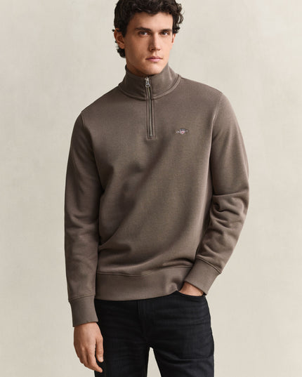 GANT Shield Half Zip Sweatshirt - Faded Taupe