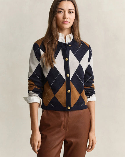 Argyle Cardigan - Evening Blue