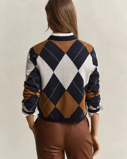 Argyle Cardigan - Evening Blue