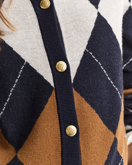 Argyle Cardigan - Evening Blue