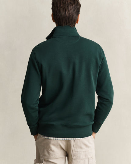 GANT Regular Shield Half Zip Sweatshirt - Tartan Green