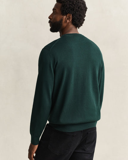 GANT Cotton Crew Neck Sweater - Tartan Green