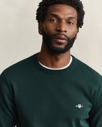 GANT Cotton Crew Neck Sweater - Tartan Green