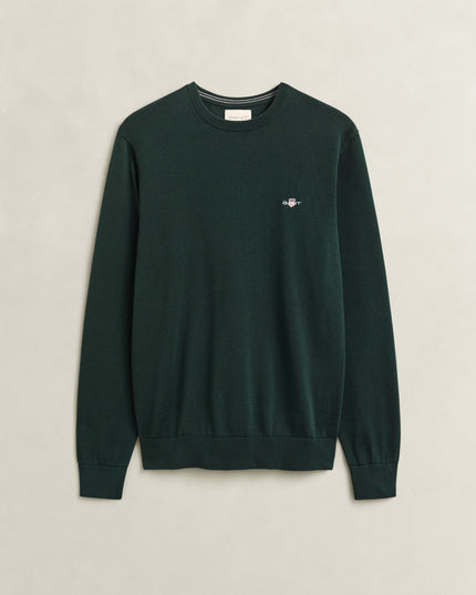 GANT Cotton Crew Neck Sweater - Tartan Green