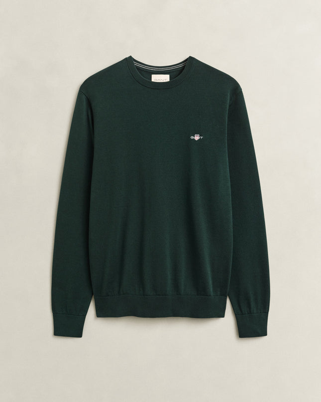 GANT Cotton Crew Neck Sweater - Tartan Green