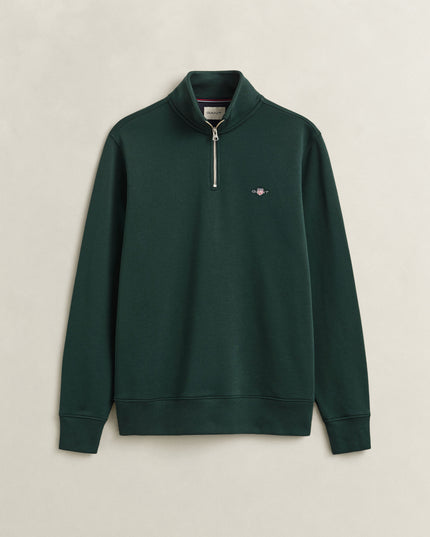 GANT Regular Shield Half Zip Sweatshirt - Tartan Green