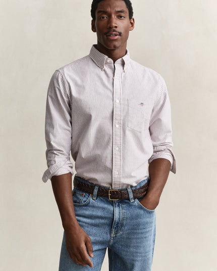 GANT Classic Regular Striped Oxford Shirt - Deep Grape Wine