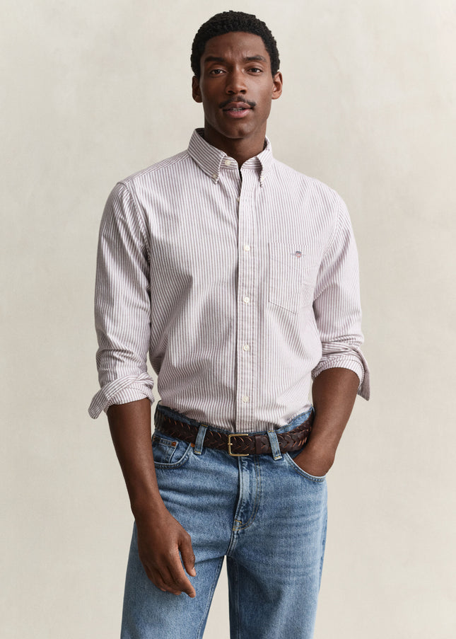 GANT Classic Regular Striped Oxford Shirt - Deep Grape Wine