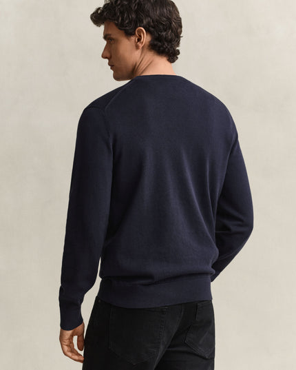 GANT Cotton Crew Neck Sweater - Evening Blue