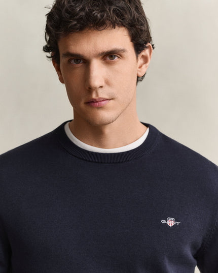 GANT Cotton Crew Neck Sweater - Evening Blue