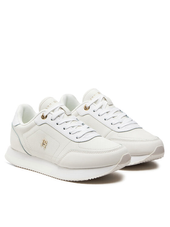 Tommy Hilfiger Essential Mixed Panel Trainers - White/Misty Blush